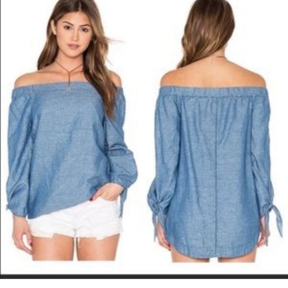 Free People Show Me Some Shoulder Chambray Blouse